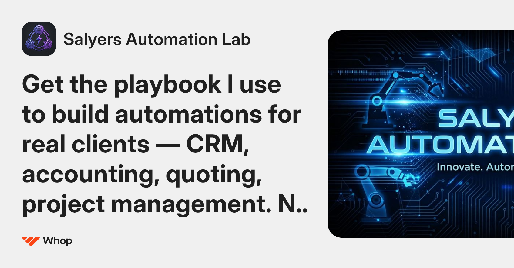 Salyers Automation Lab | Whop