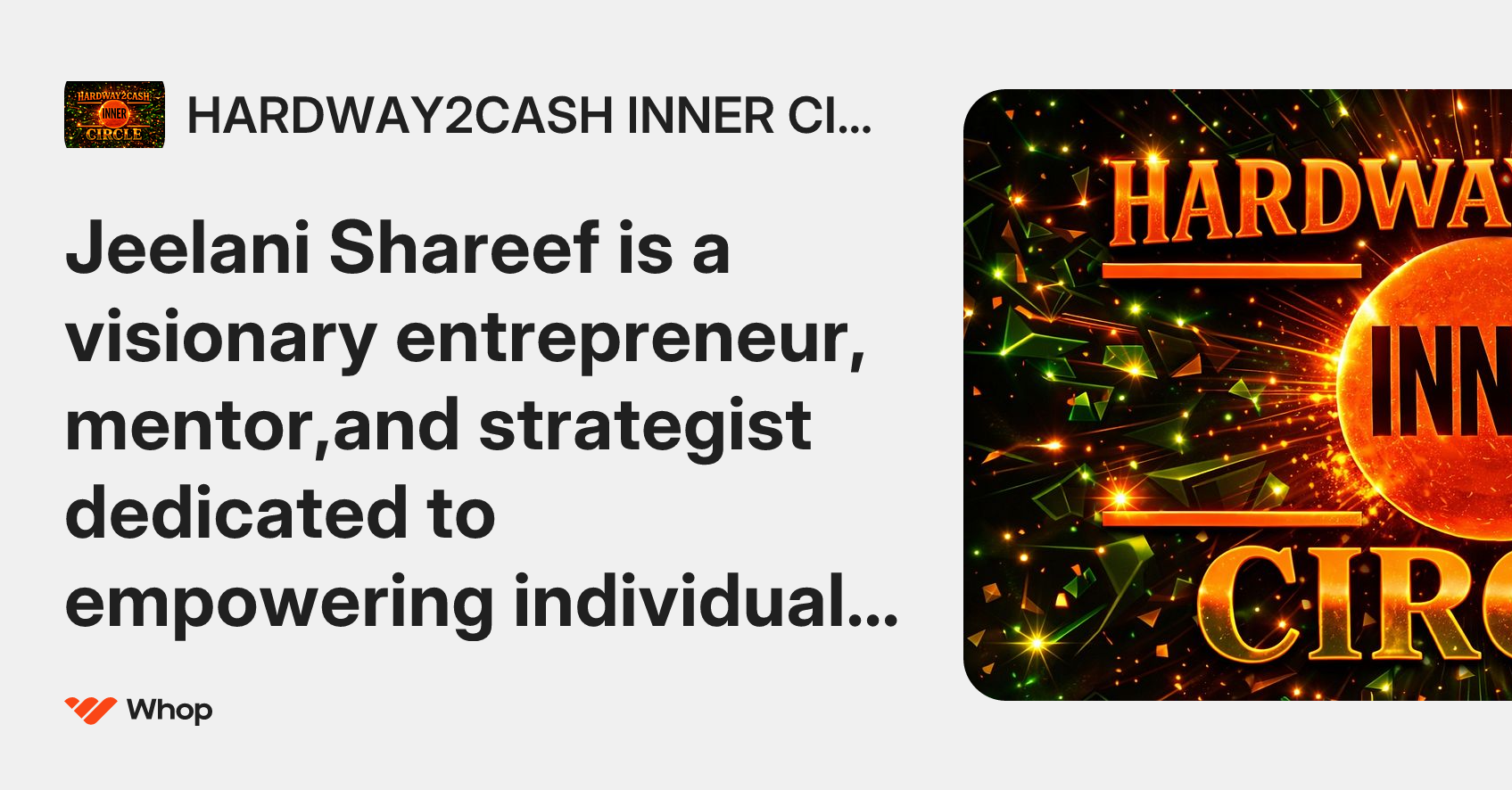 HARDWAY2CASH INNER CIRCLE ELITE | Whop