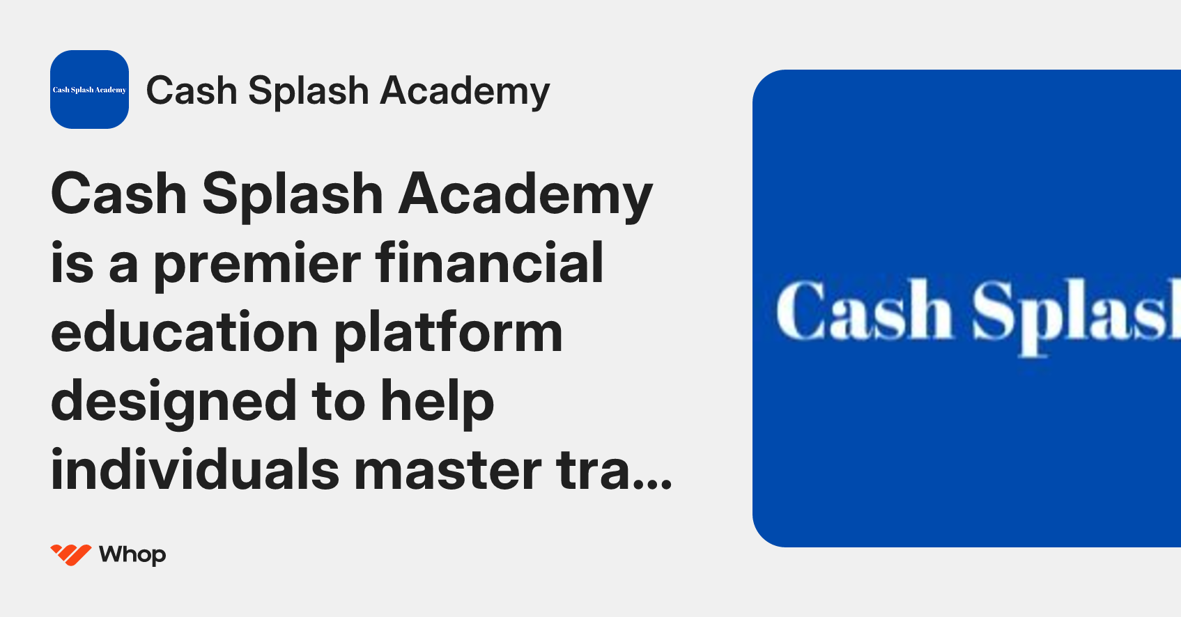 Cash Splash Academy | Whop