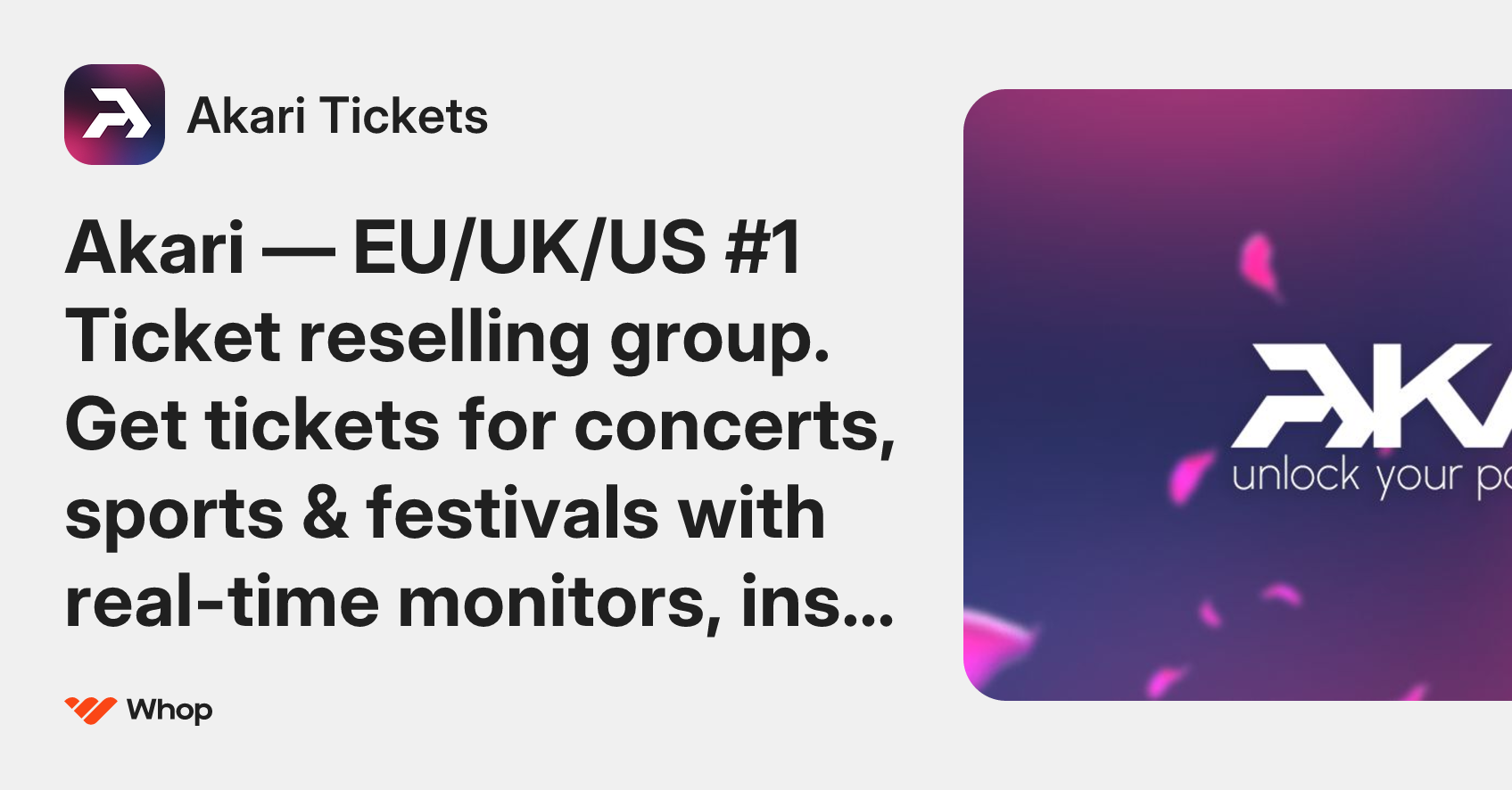 Akari Tickets — 官网预览图