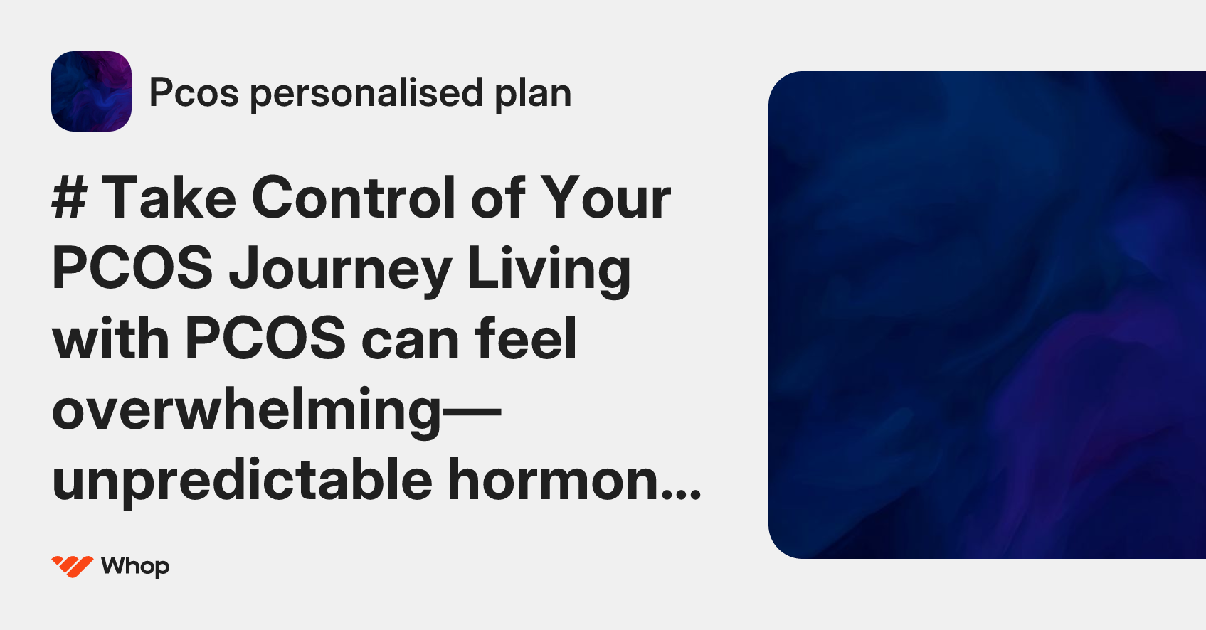 Pcos personalised plan | Whop