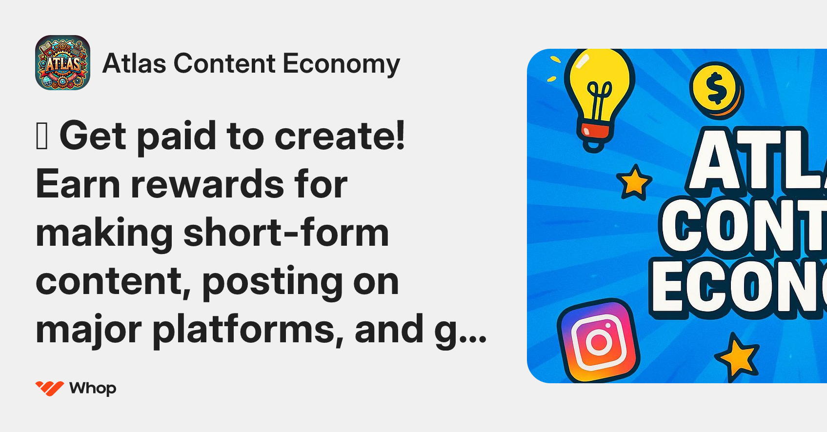 Atlas Content Economy | Whop