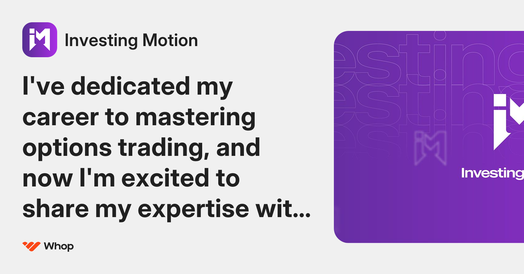 Investing Motion | Whop