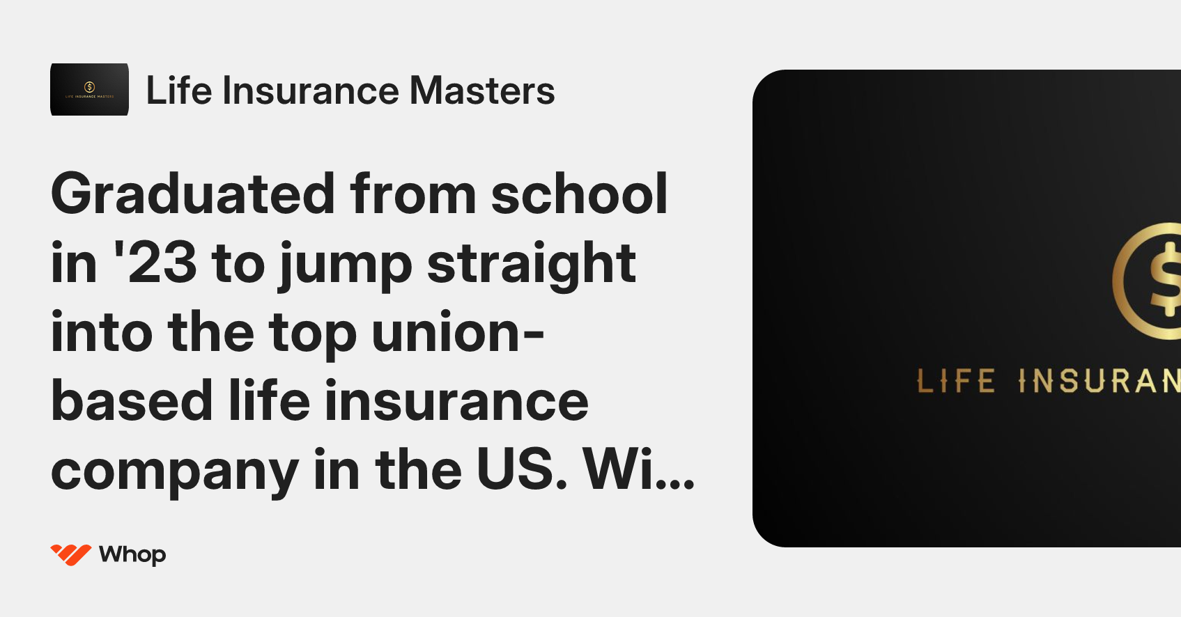 Life Insurance Masters | Whop