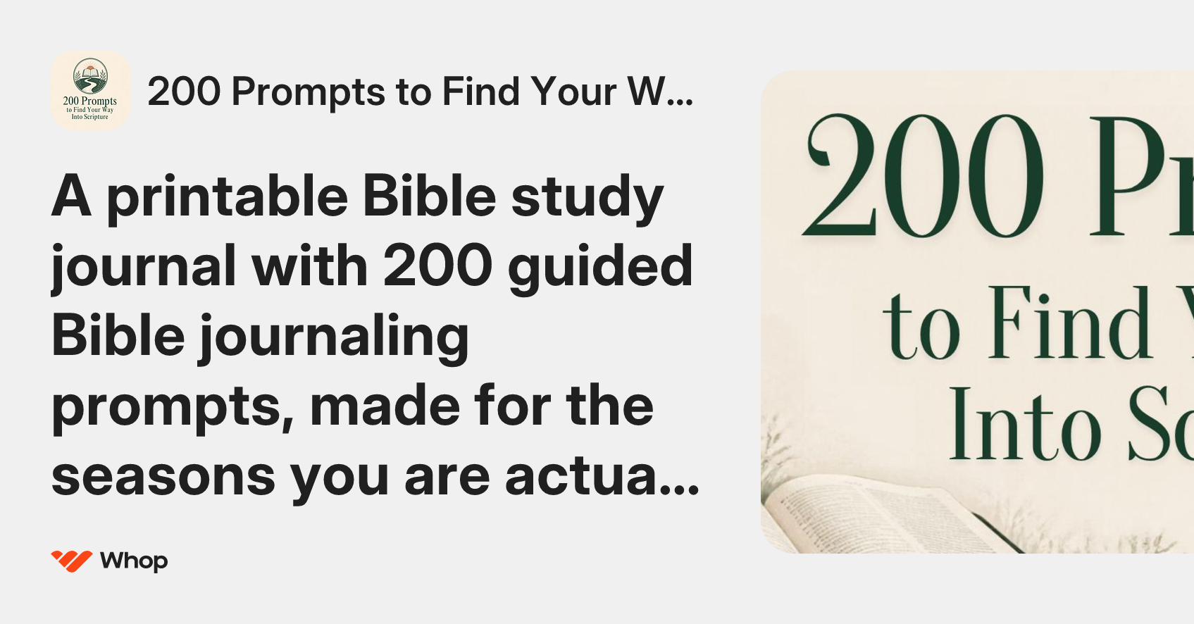 200 Prompts to Find Your Way Into Scripture Store | Whop