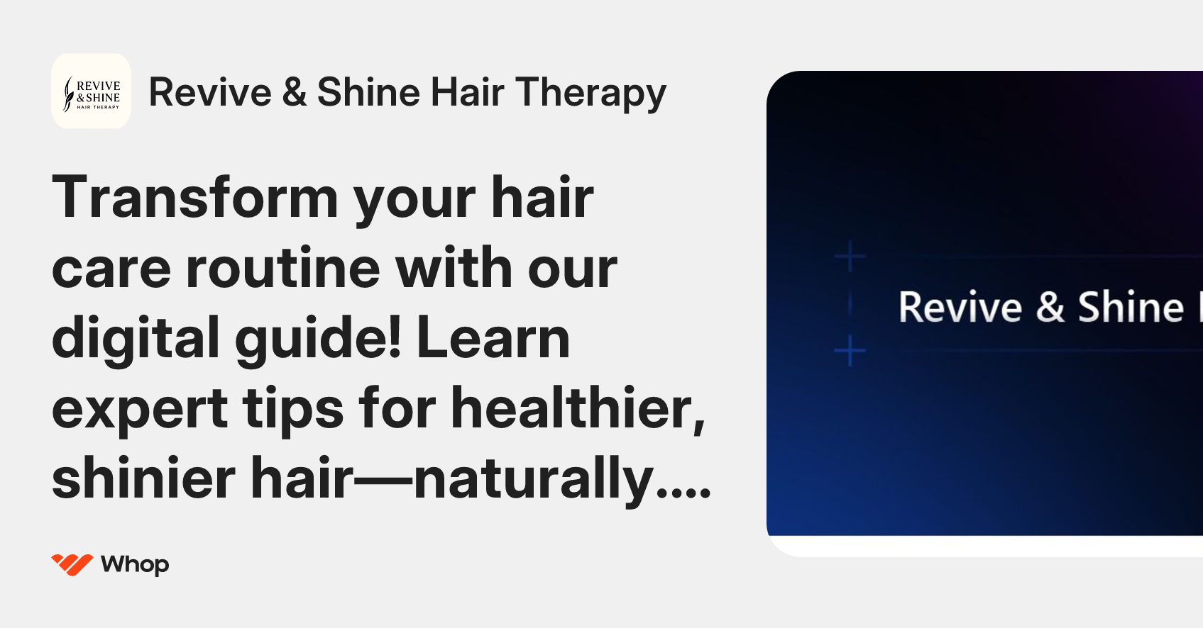 Revive & Shine Hair Therapy | Whop