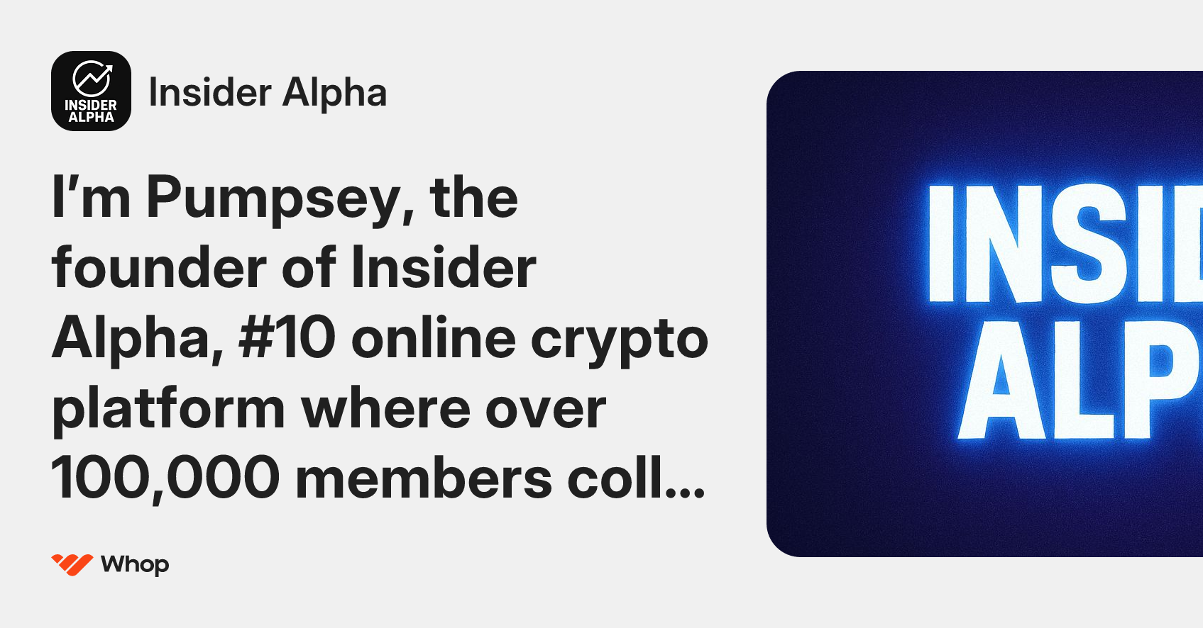 Insider Alpha | Whop