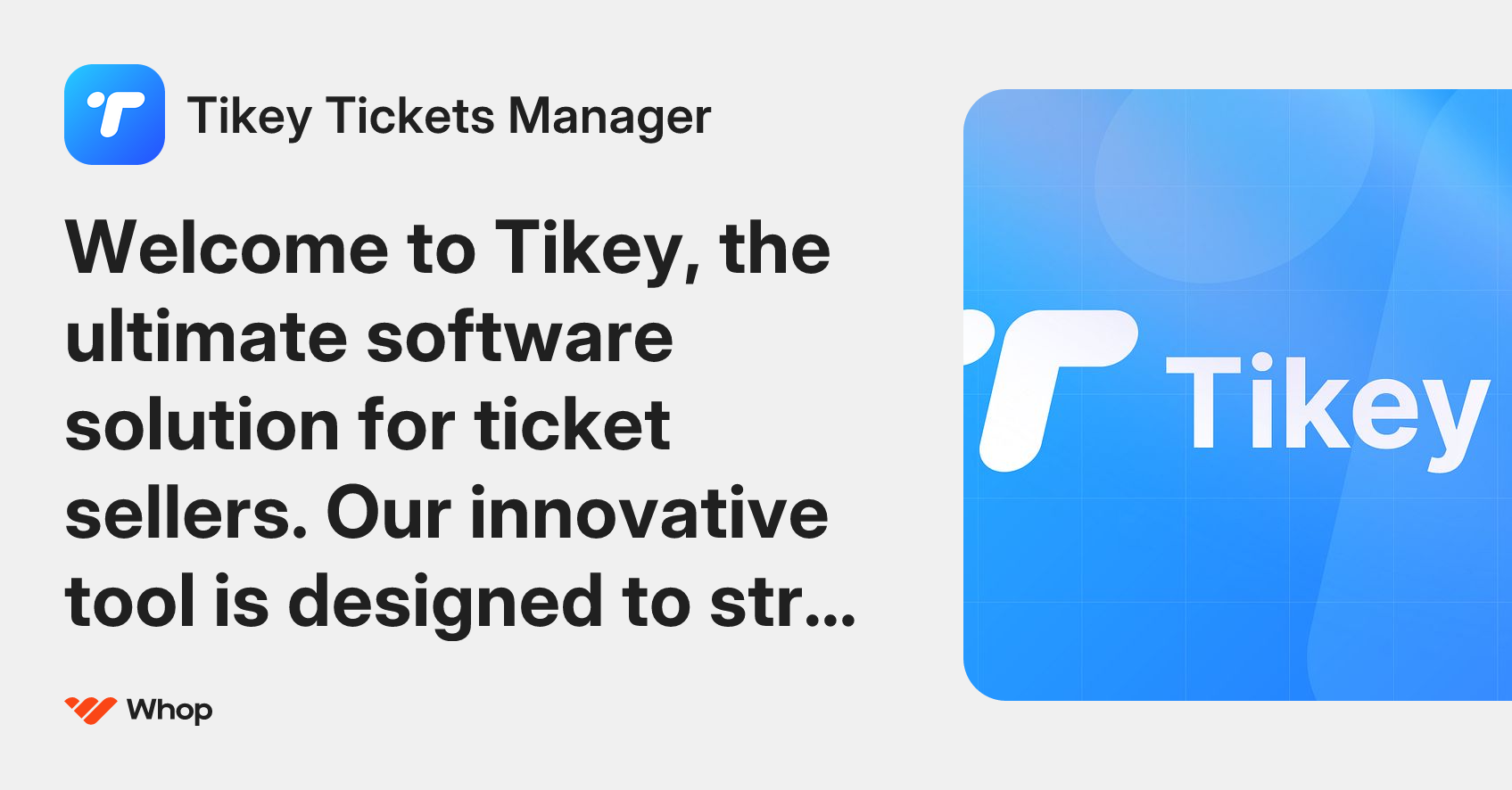 Tikey Tickets Manager | Whop