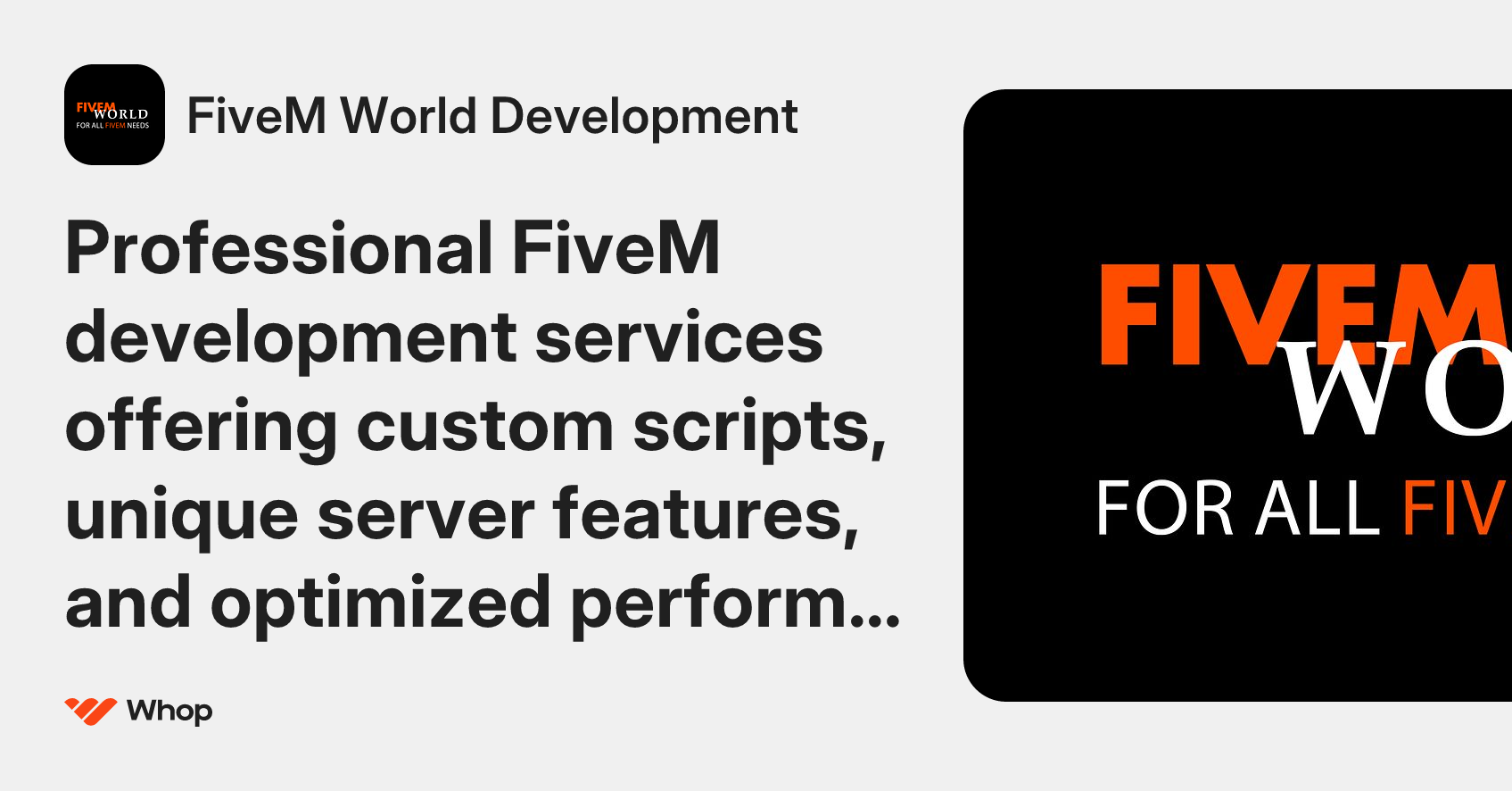 FiveM World Development | Whop