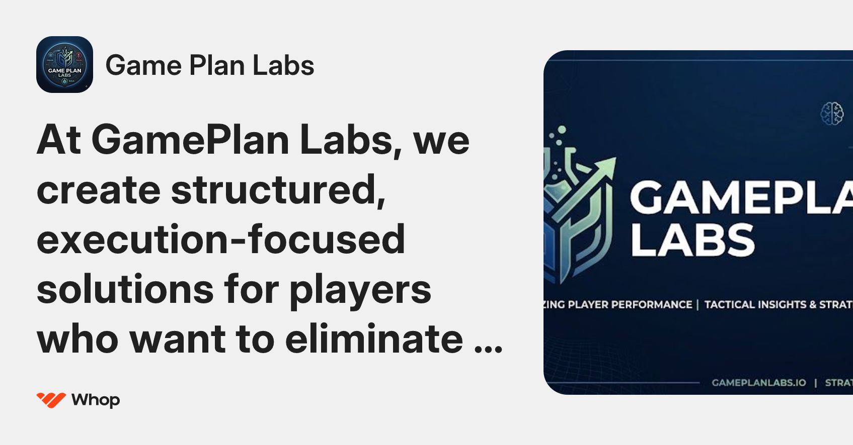 Game Plan Labs | Whop