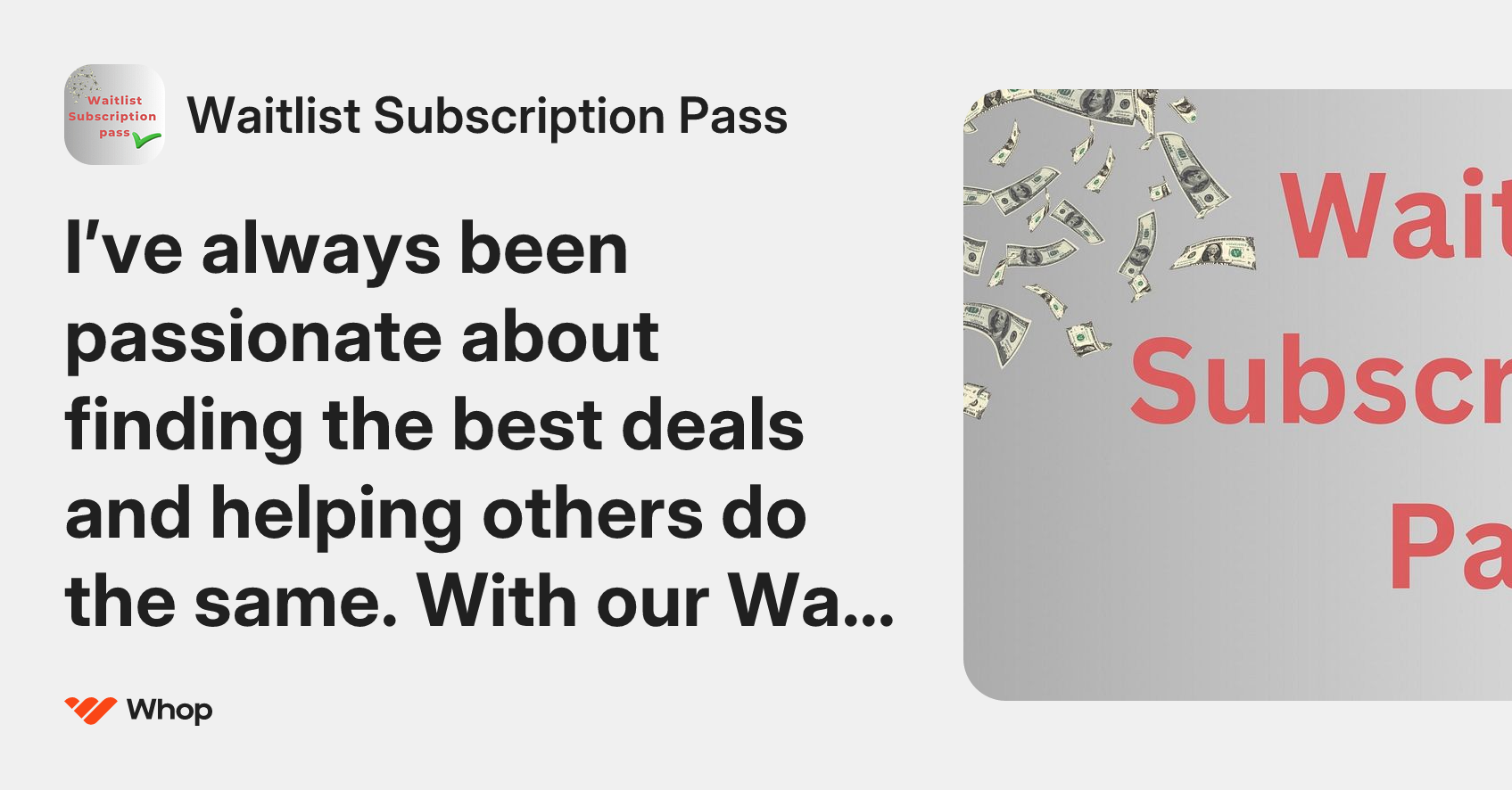 Waitlist Subscription Pass | Whop