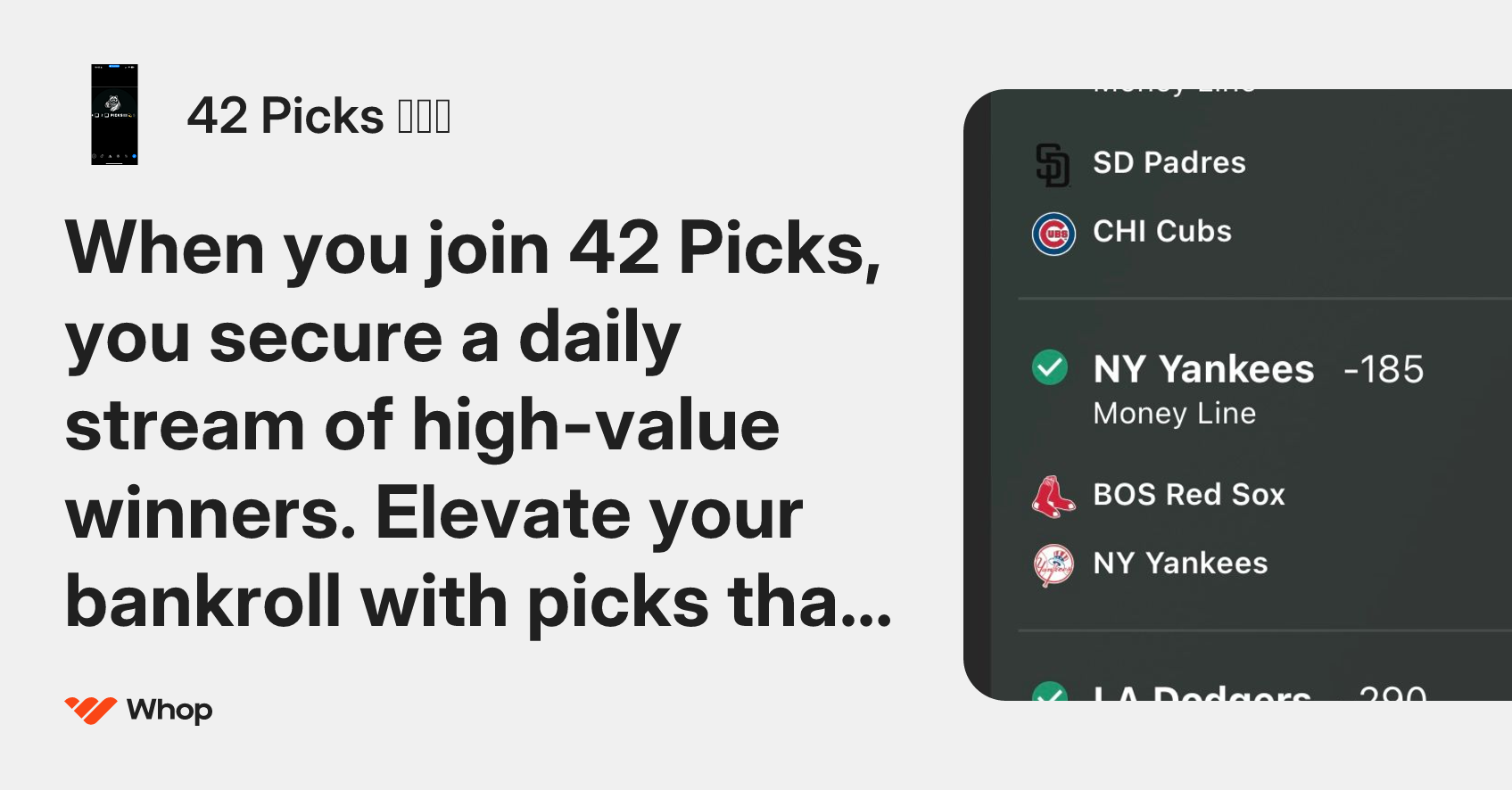 42 Picks 🎟️💲 | Whop