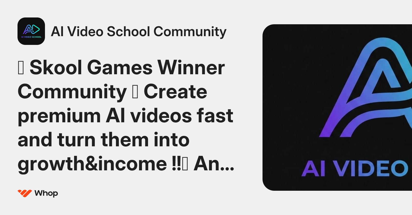 AI Video School Community | Whop