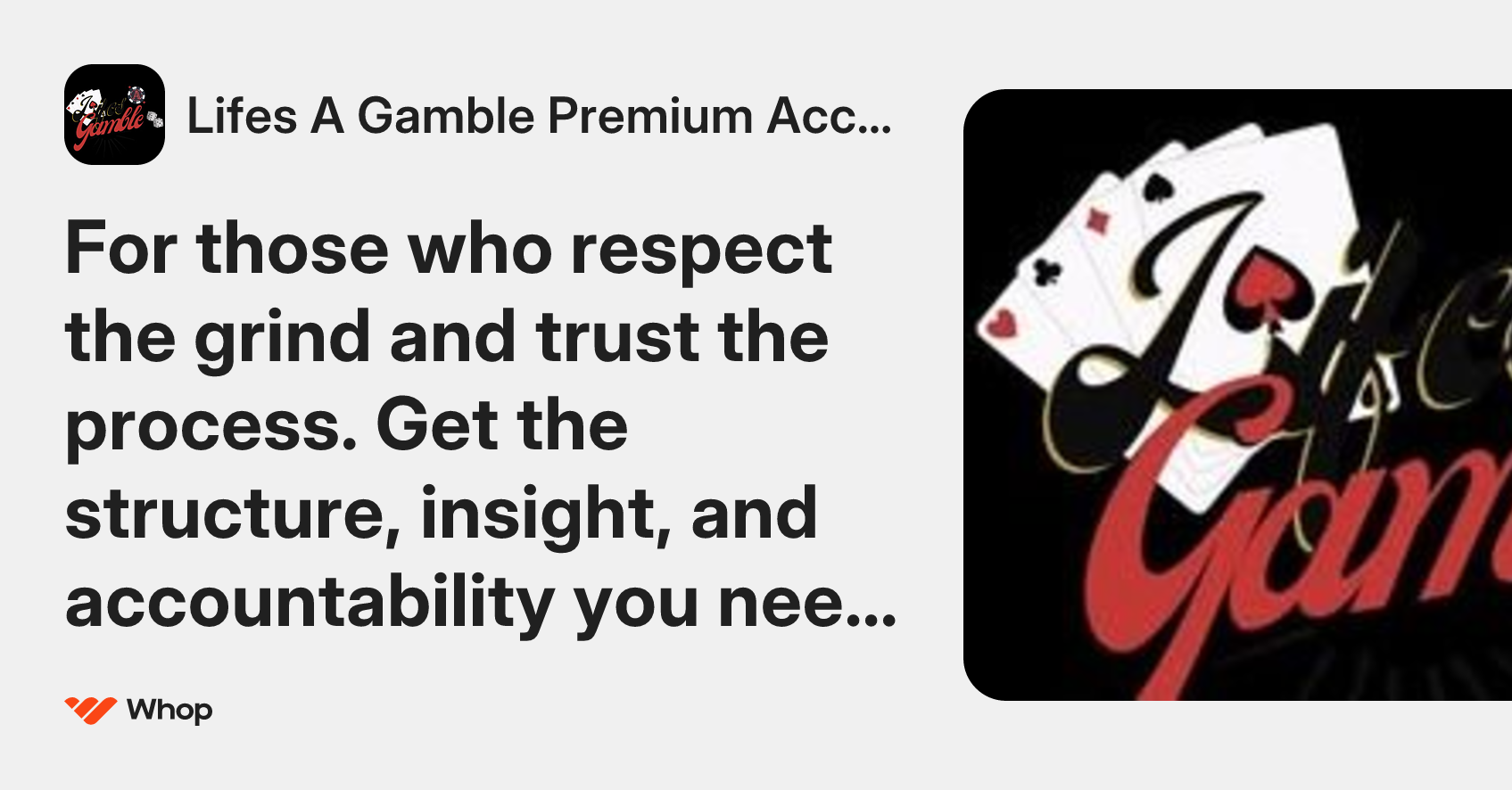 Lifes A Gamble Premium Access | Whop