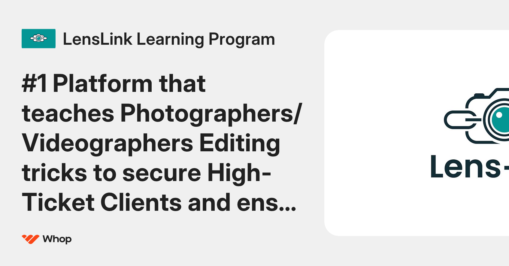 LensLink Learning Program | Whop