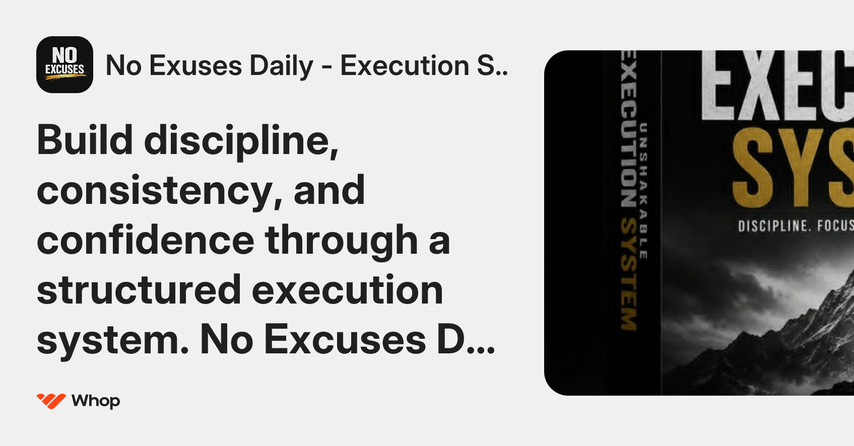 No Exuses Daily - Execution System | Whop