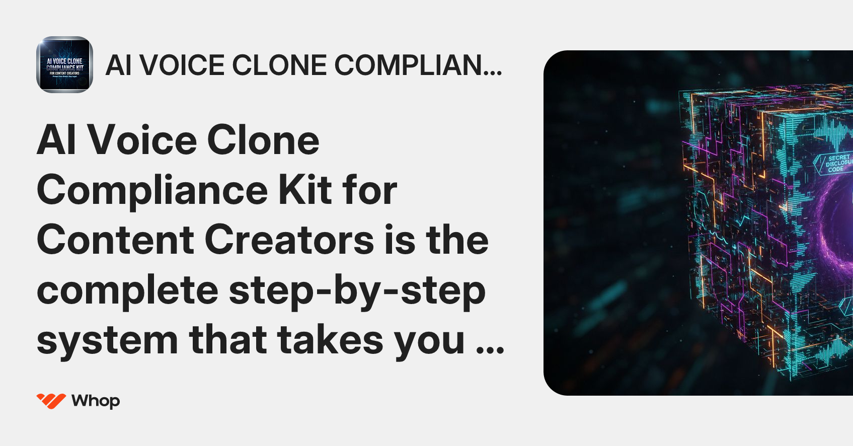 AI VOICE CLONE COMPLIANCE KIT | Whop