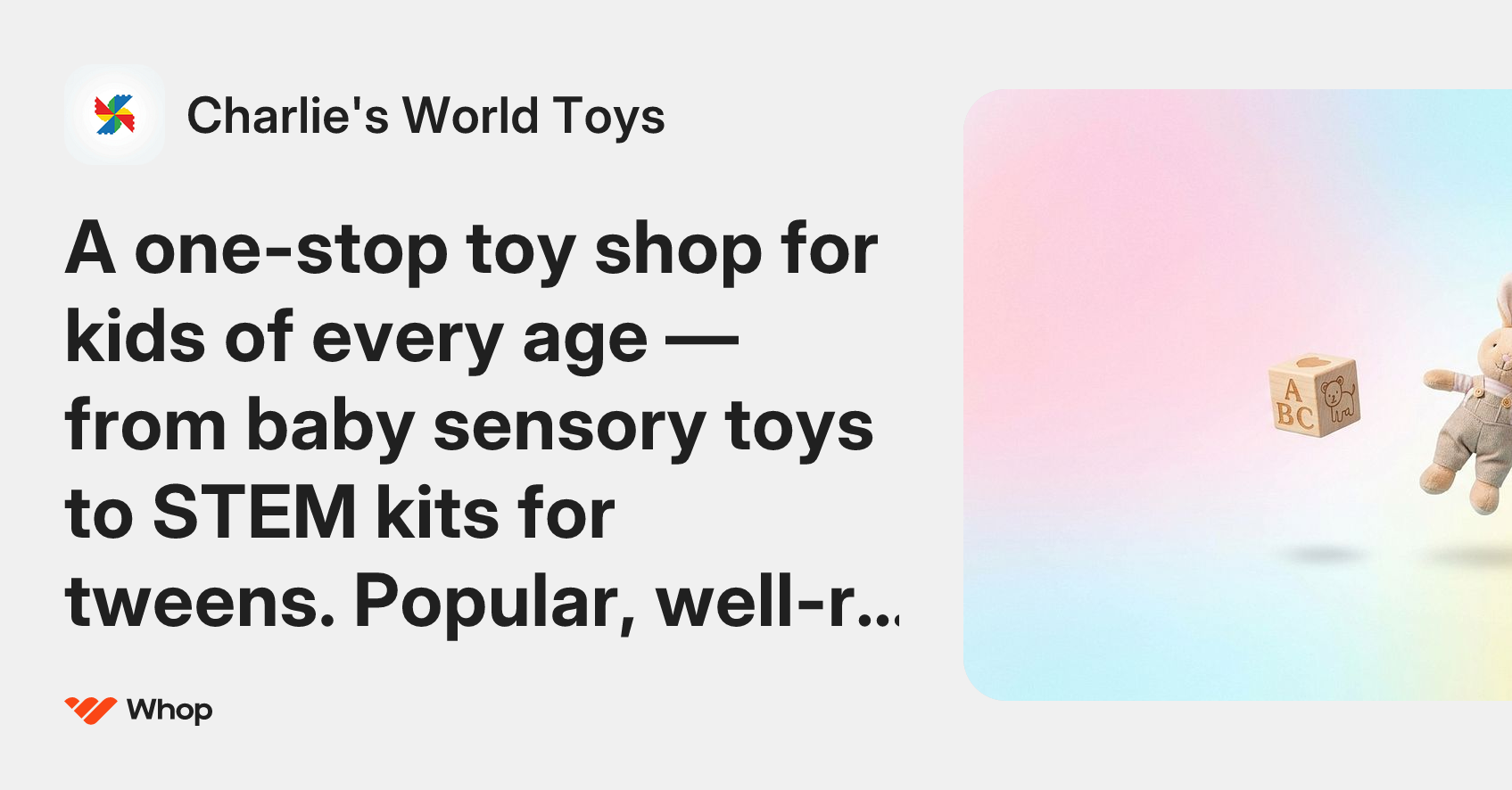 Charlie's World Toys | Whop