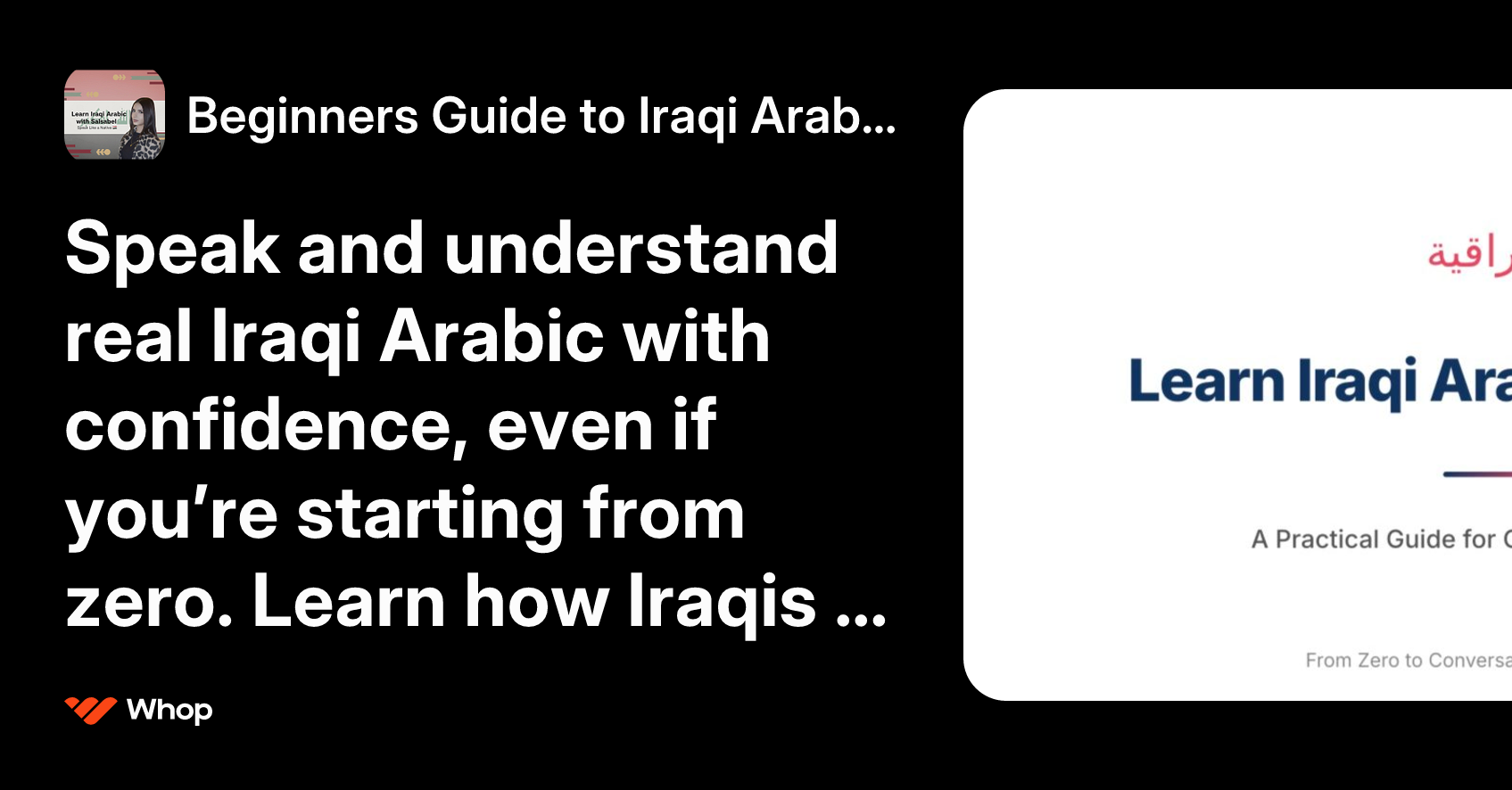 Beginners Guide to Iraqi Arabic | Whop