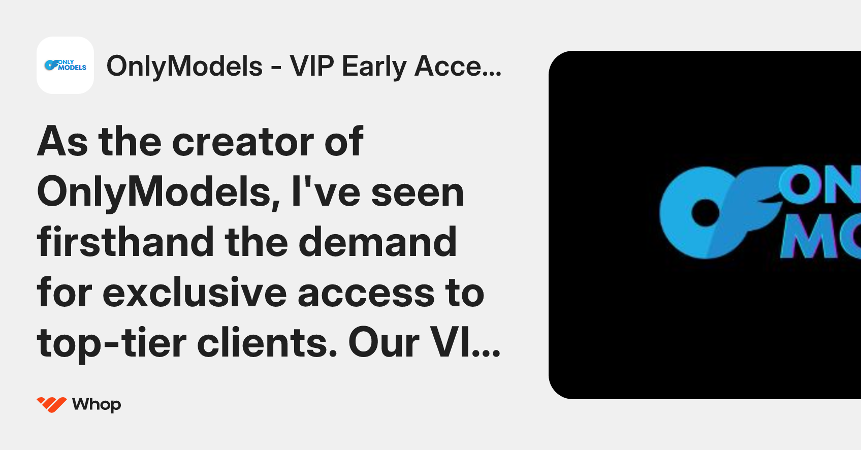 OnlyModels - VIP Early Access Channel | Whop
