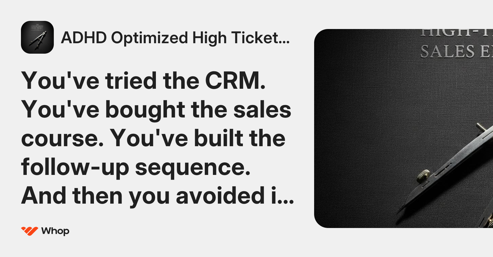ADHD Optimized High Ticket Sales Engine | Whop