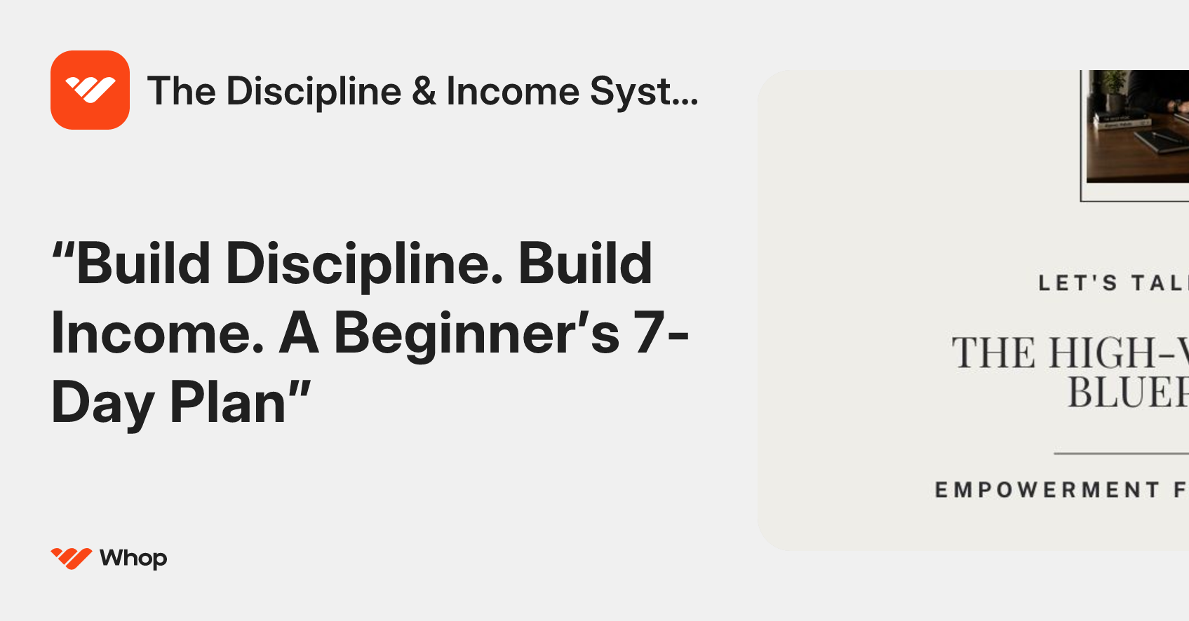 The Discipline & Income System | Whop