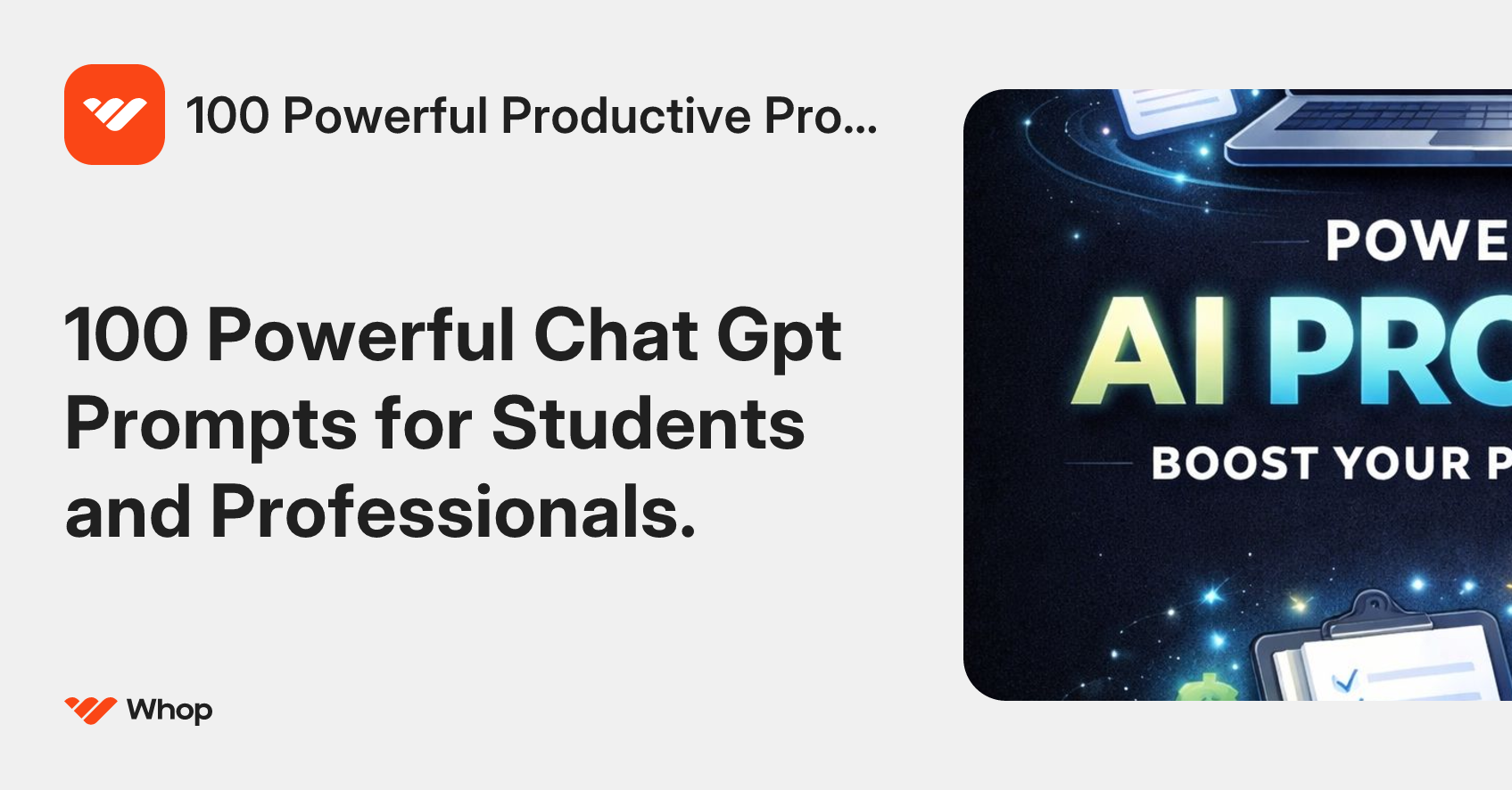 100 Powerful Productive Prompt | Whop