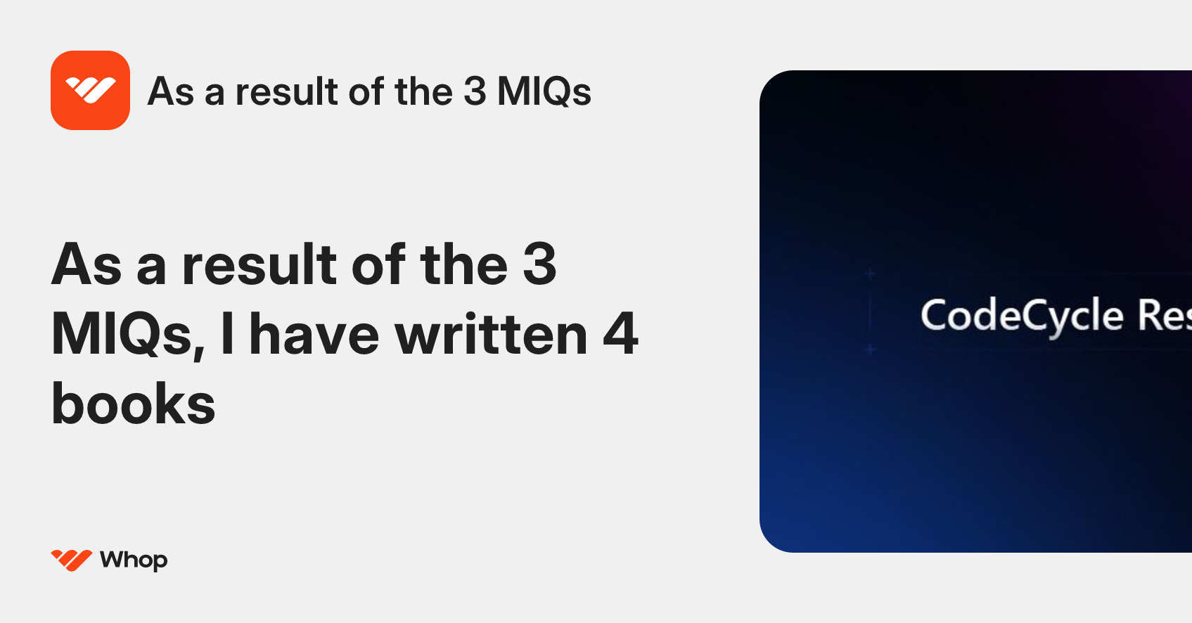 As a result of the 3 MIQs | Whop