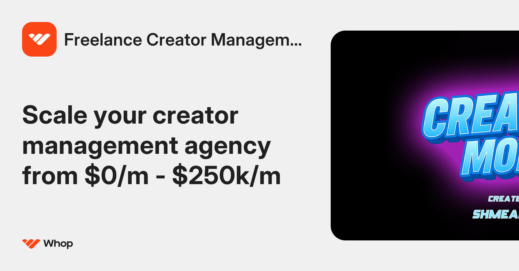 Freelance Creator Management | Whop