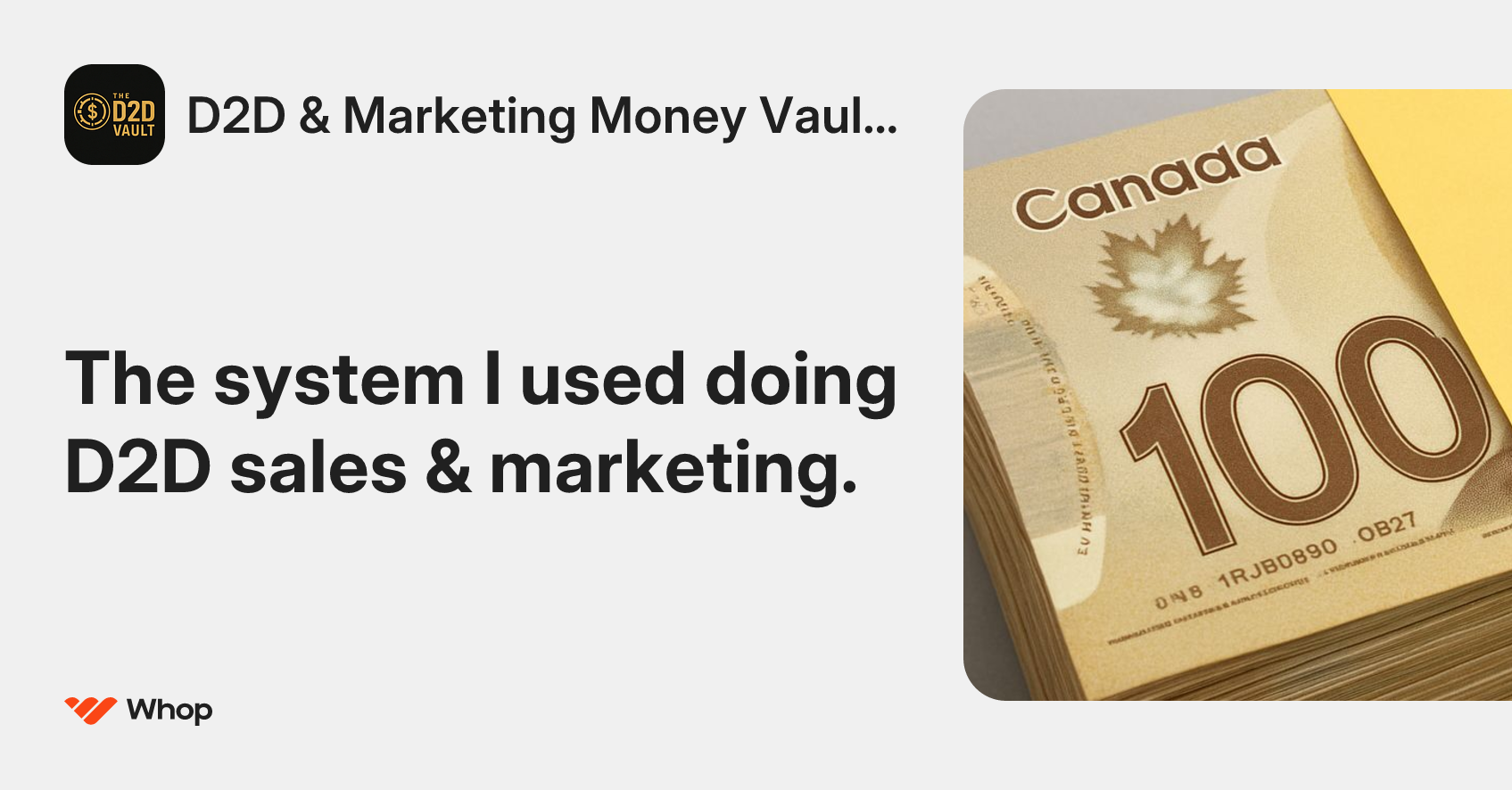 D2D & Marketing Money Vault 💸 | Whop