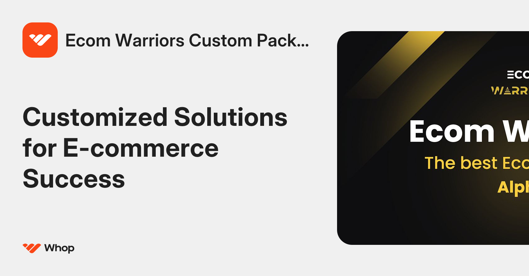 Ecom Warriors Custom Package | Whop
