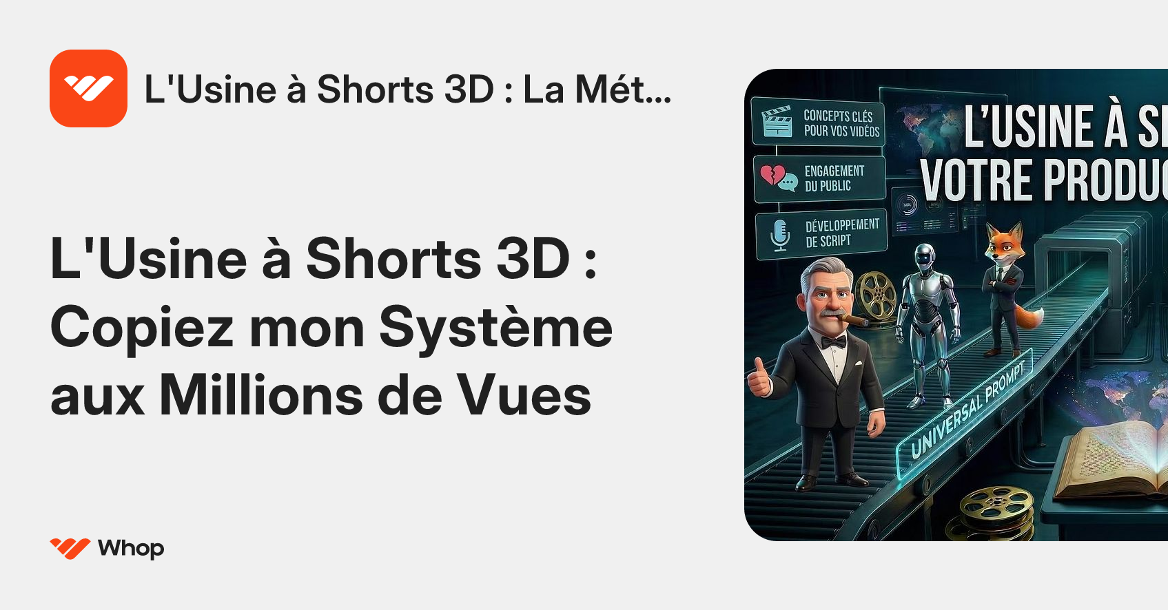 L'Usine à Shorts 3D : La Méthode Elda | Whop