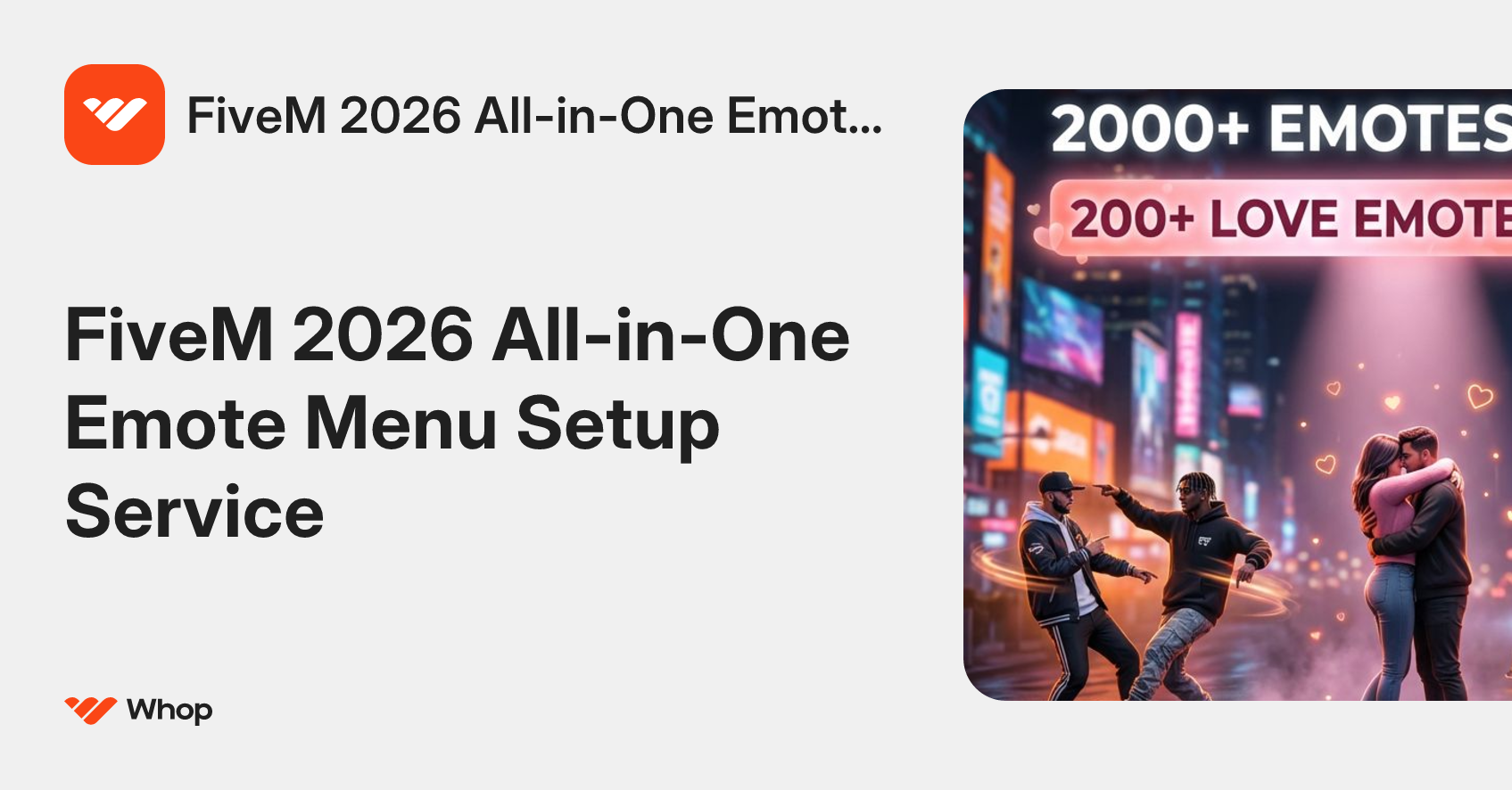 FiveM 2026 All-in-One Emote Menu Setup Service | Whop