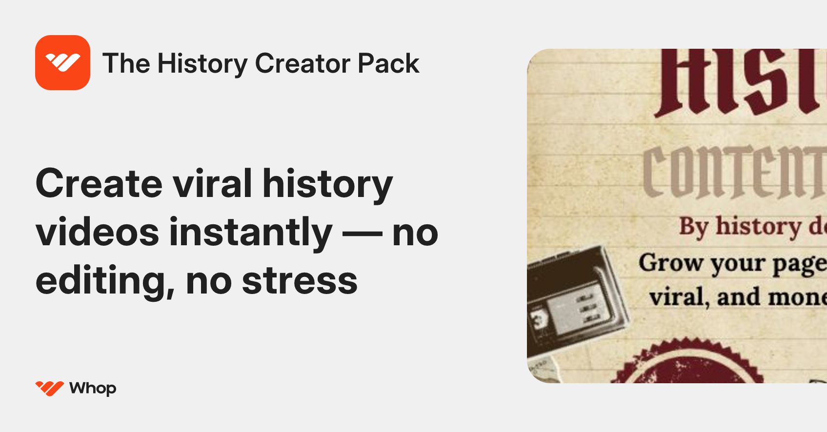 The History Creator Pack | Whop