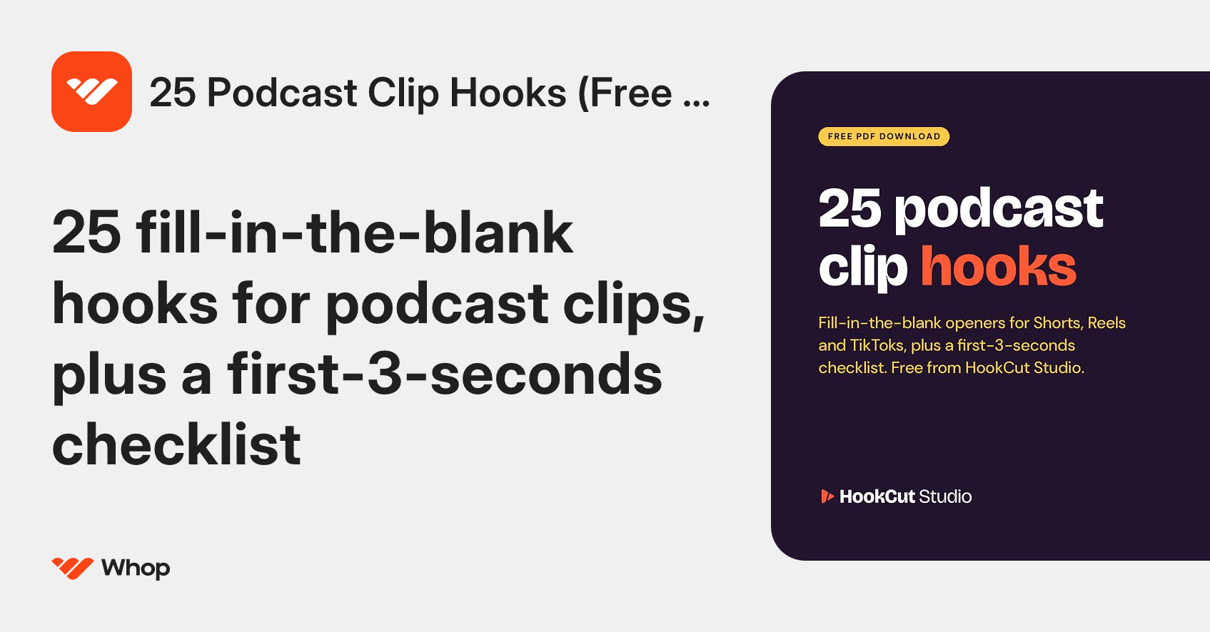 25 Podcast Clip Hooks (free PDF) logo