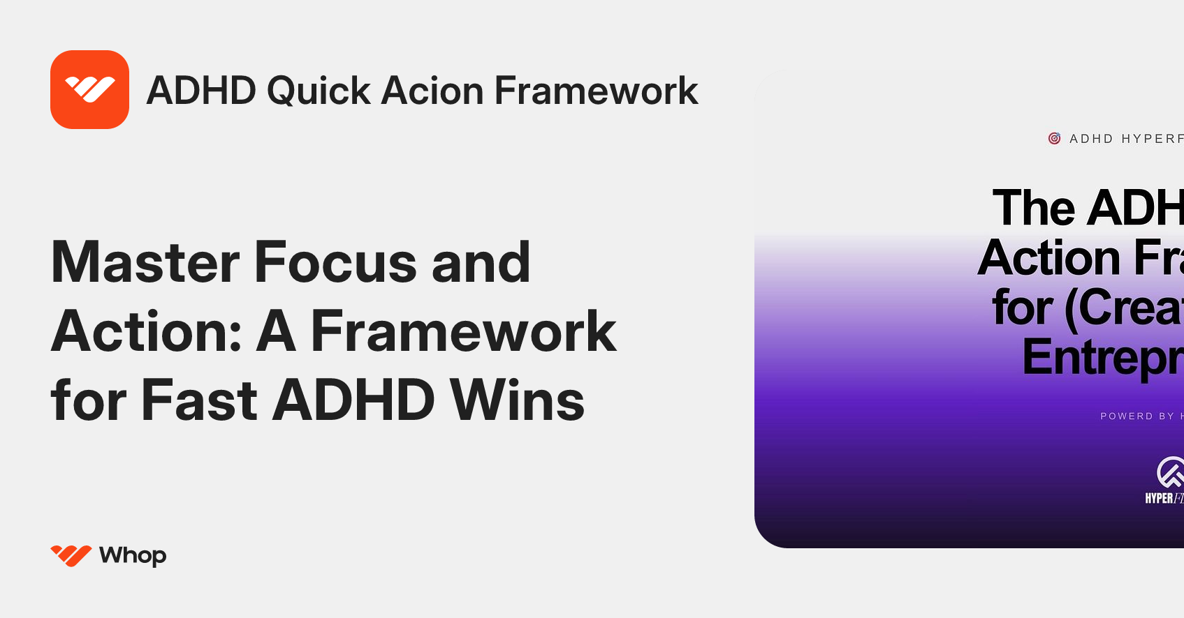 ADHD Quick Acion Framework | Whop