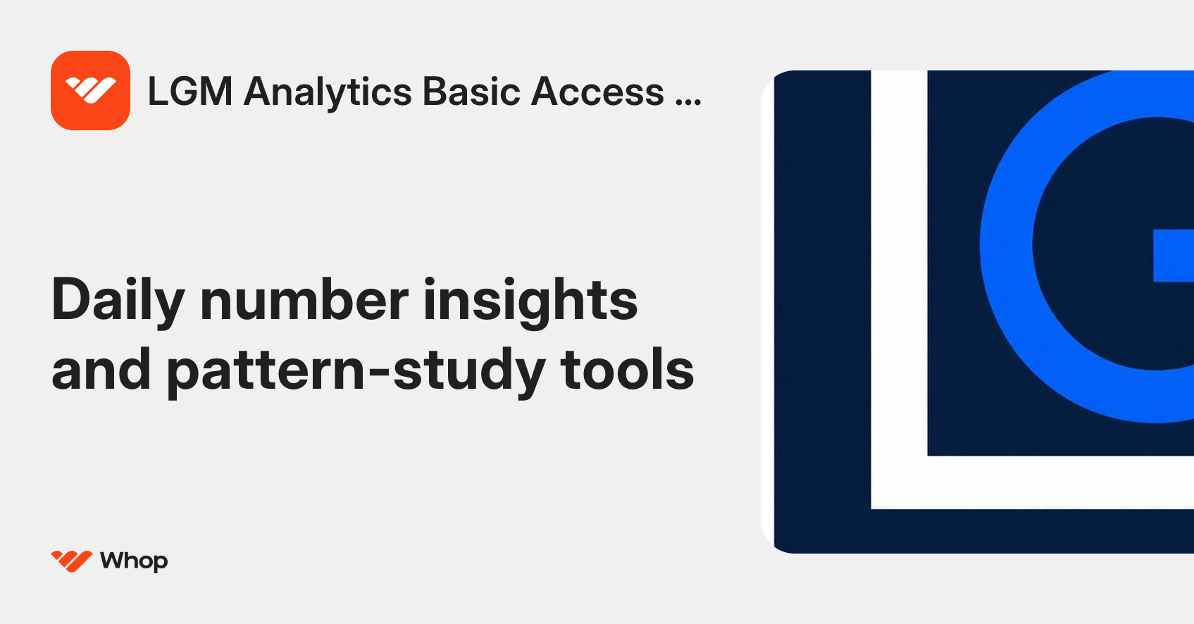LGM Analytics Basic Access - Monthly | Whop