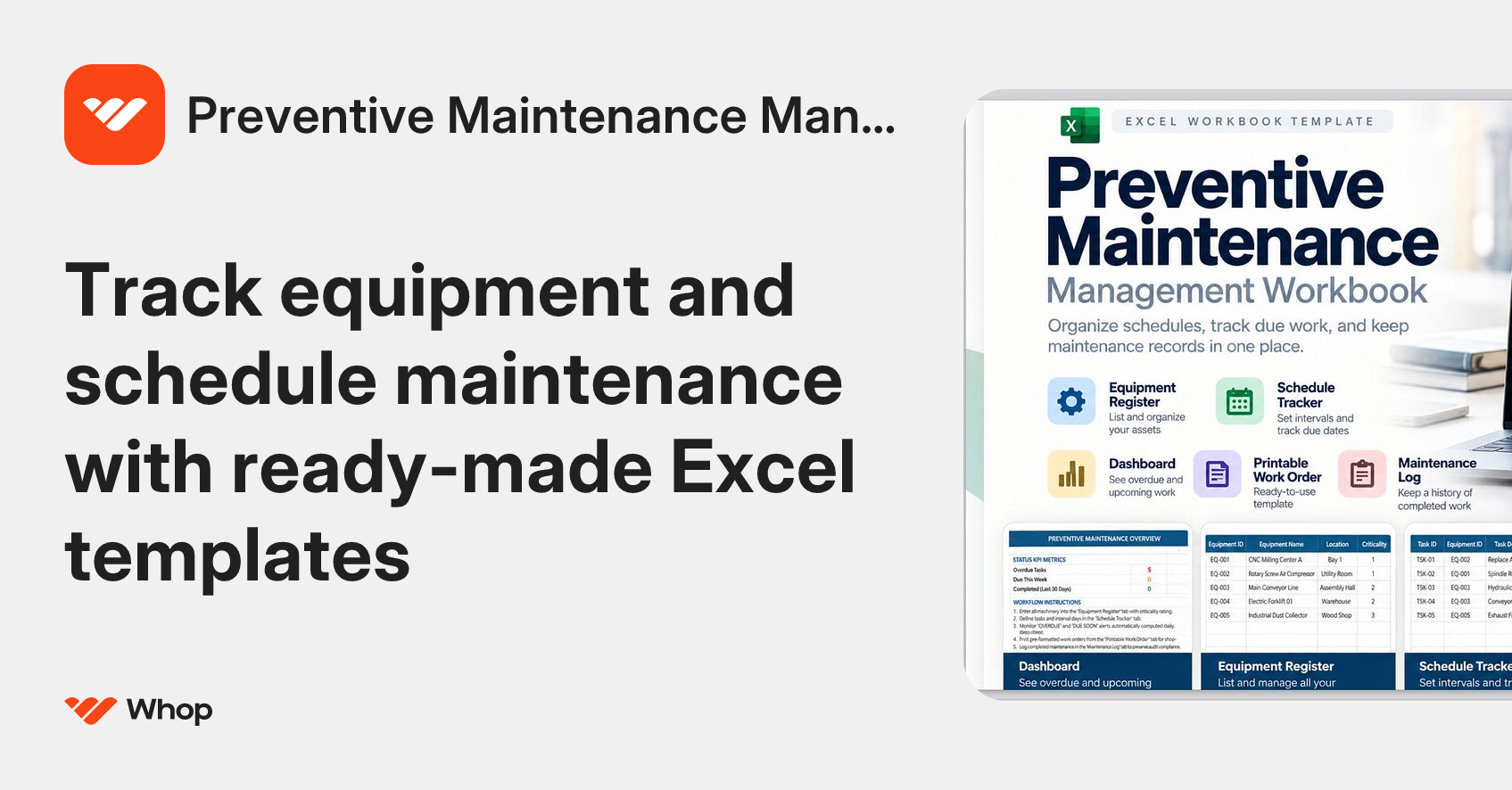 Preventive Maintenance Management Workbook | Whop