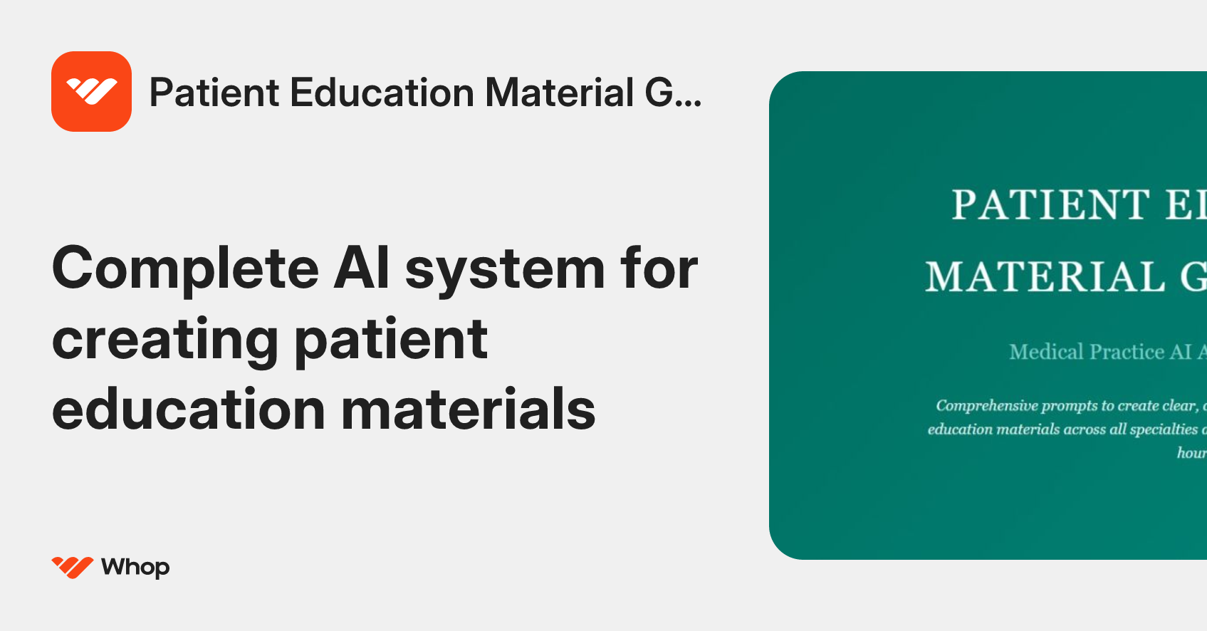 Patient Education Material Generator | Whop
