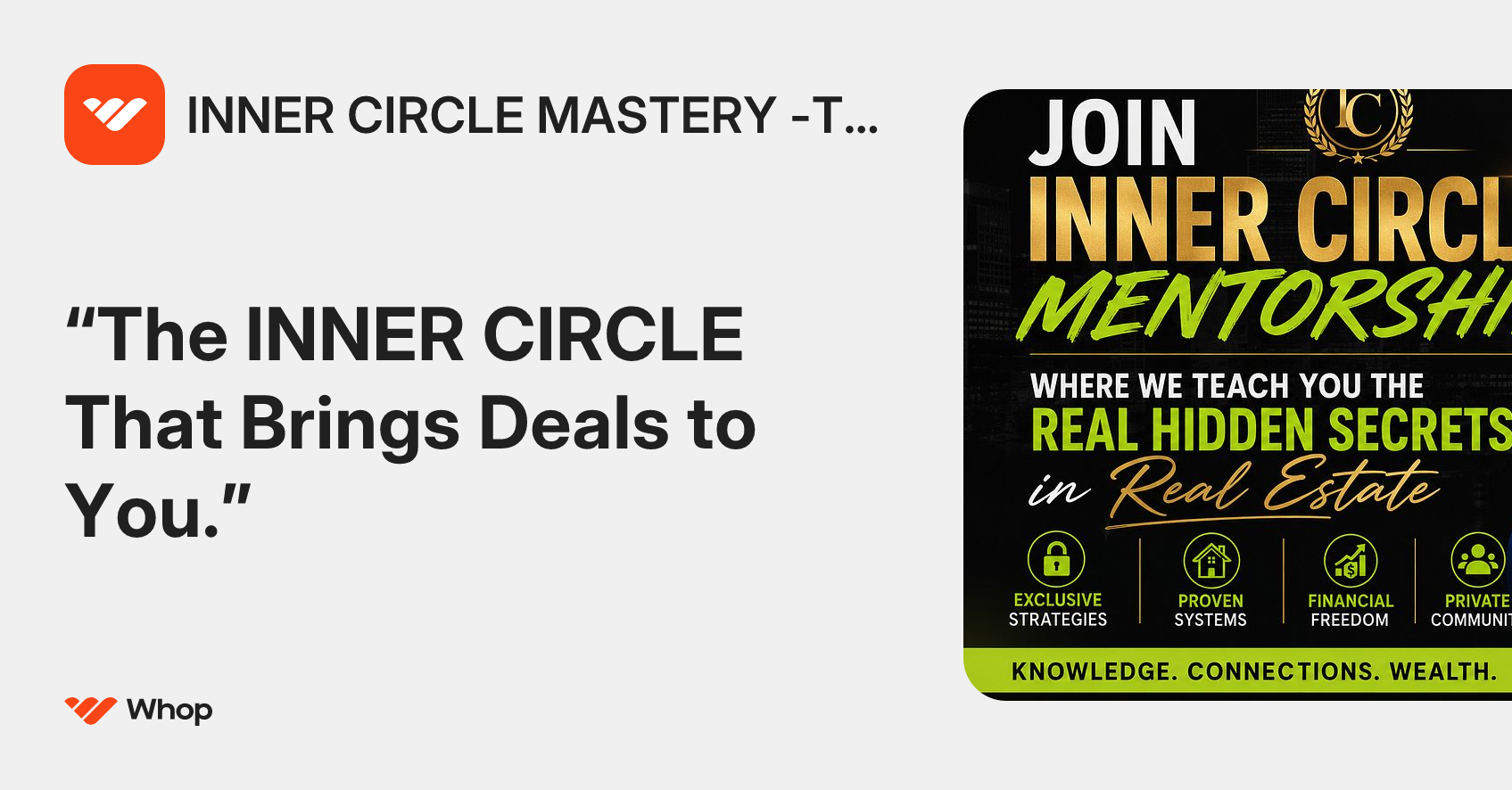 INNER CIRCLE MASTERY -Tax Liens & Deed | Whop