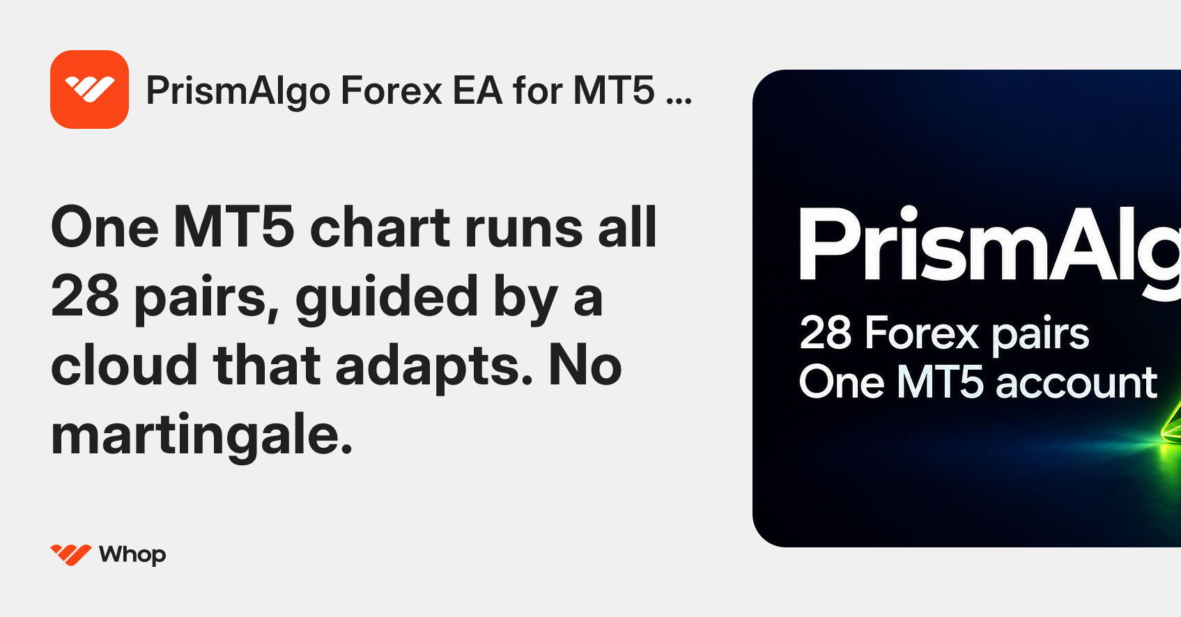 PrismAlgo Forex EA for MT5 | 28 Pairs, Real Myfxbook Record | Whop