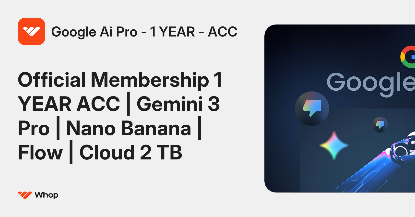Google Ai Pro - 1 YEAR - ACC | Whop