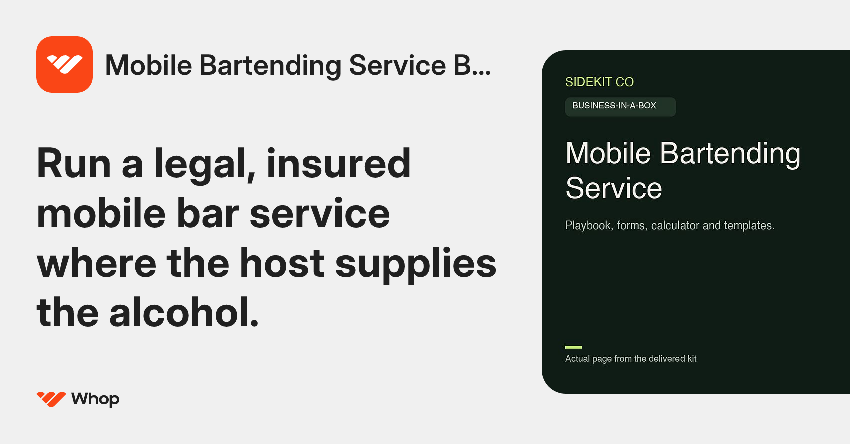 Mobile Bartending Service Business-in-a-Box | Whop
