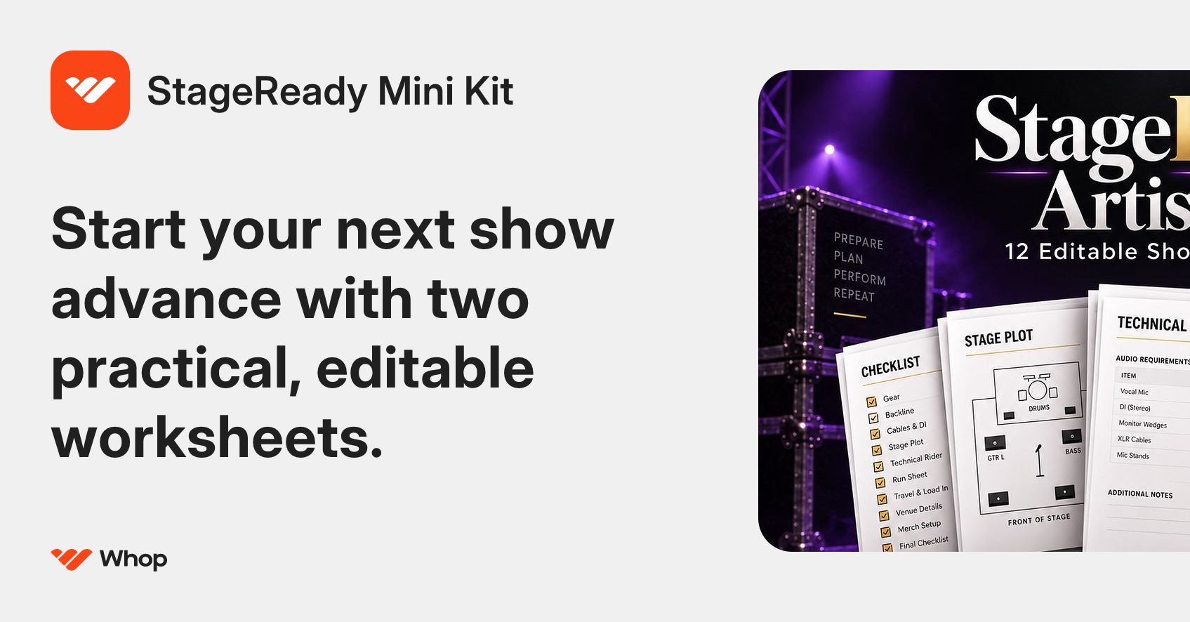 I built a free two-page show-advance kit for independent artists — looking for feedback