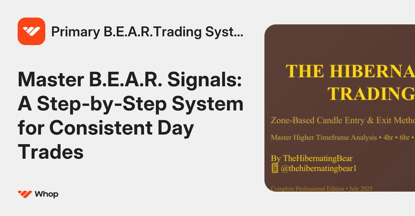 Primary B.E.A.R.Trading System | Whop