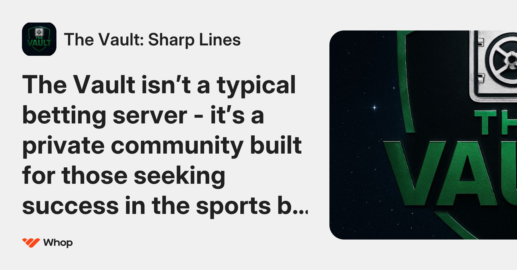 The Vault: Sharp Lines | Whop