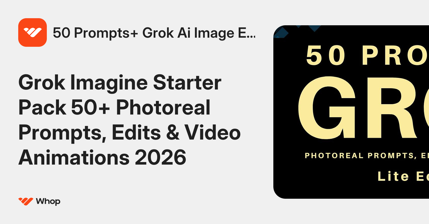 50 Prompts+ Grok Ai Image Edit | Whop