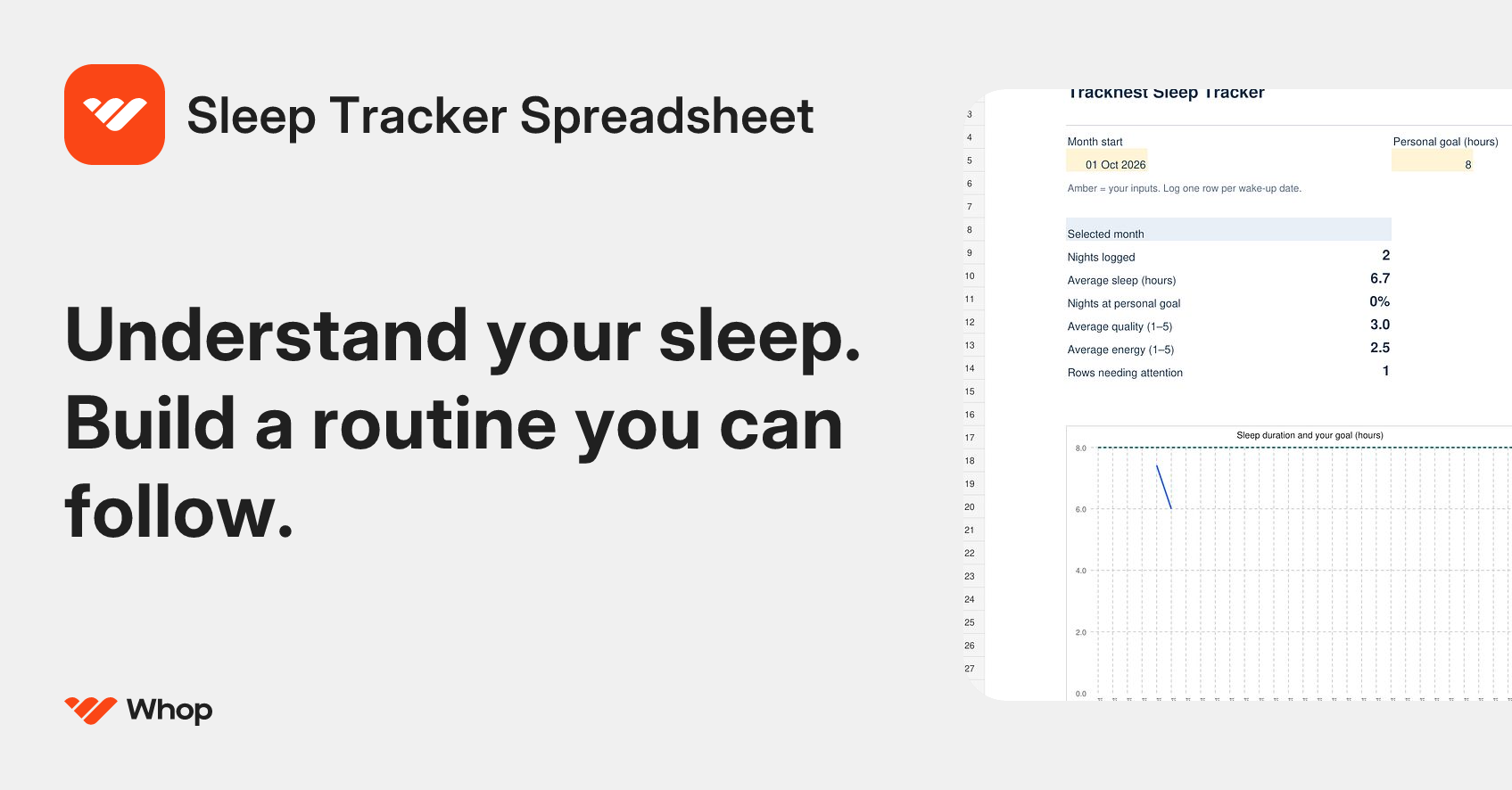 Sleep Tracker Spreadsheet | Whop