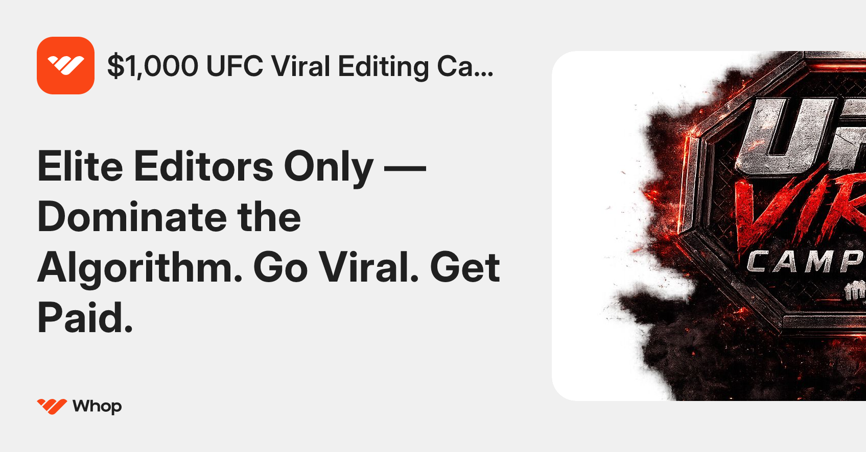 $1,000 UFC Viral Editing Campaign | Whop